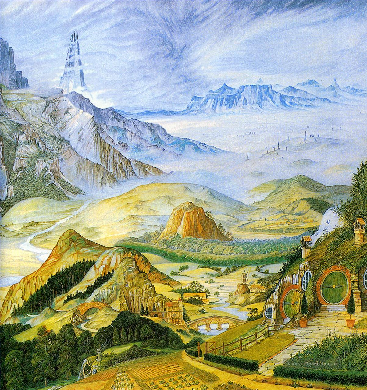 Girlanden Fantasie Mittelerde Tolkiens Landschaft 2 berg  Ölgemälde